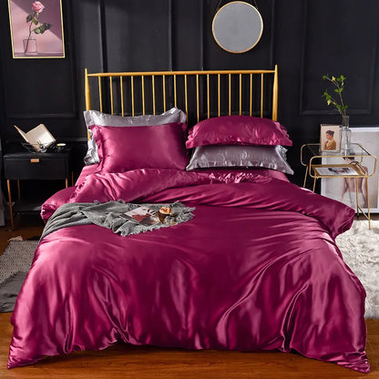 High-End Luxury Silk Satin Duvet Cover Set