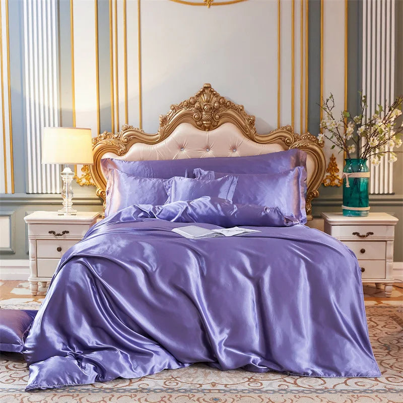 High-End Luxury Silk Satin Duvet Cover Set