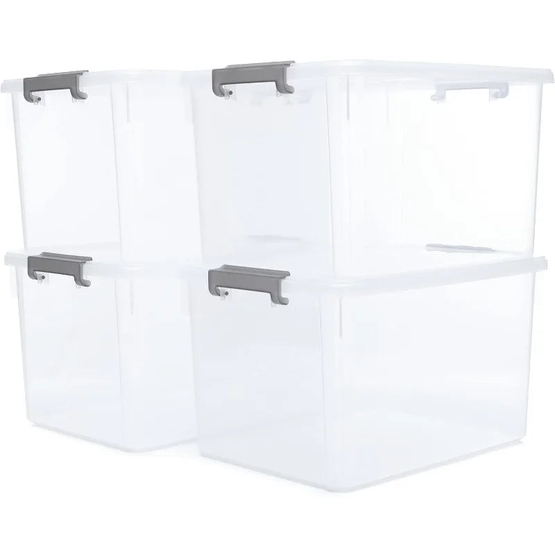 Plastic Stackable Storage Bins With Latching Lids