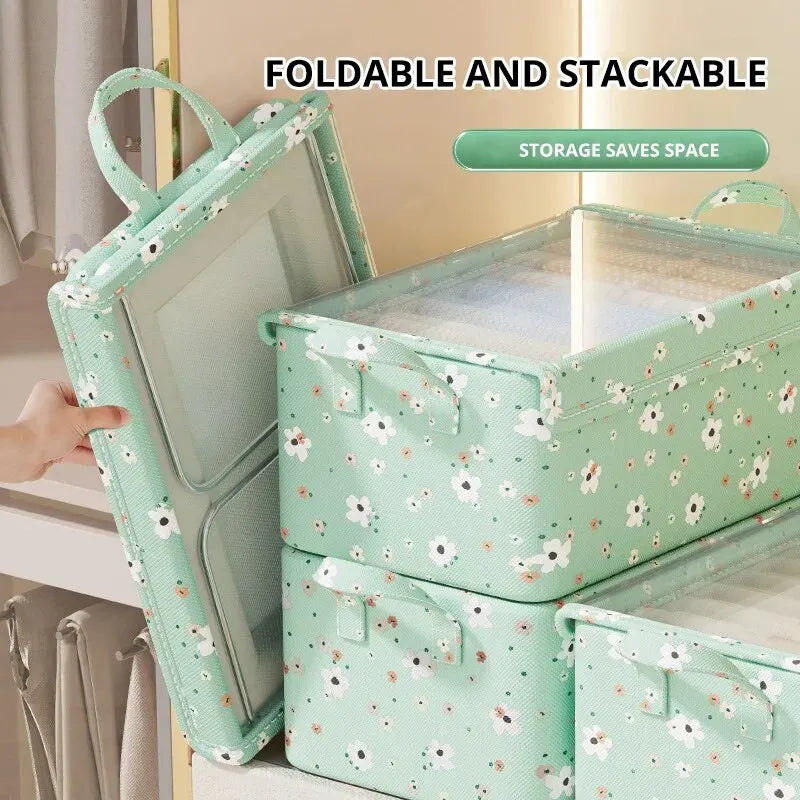 Flower Fabric Folding Clothing, Toys Storage Organizer