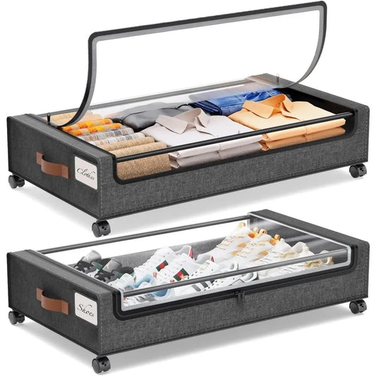 2 Pack Under Bed Storage Bins On Wheels