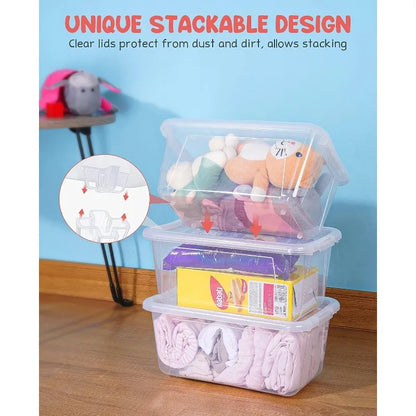 5 Qt.-- 6 Pack Clear Stackable Plastic Storage Bins With Lids