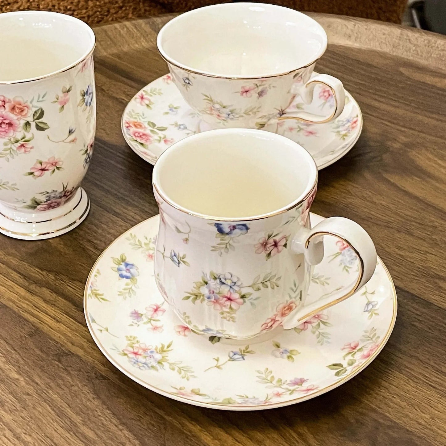 Vintage English Floral Coffee Cup & Plate Set