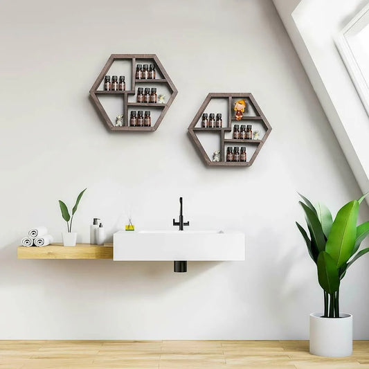 Essential Oil Organizer Hexagon Mounted Wall Rack