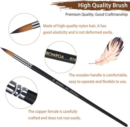 9 Pcs Professional Round Watercolor, Oil, Acrylic Painting Brushes