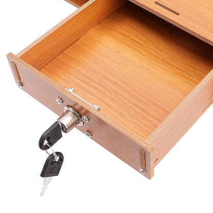 Locking Wooden Office Desktop Organizer + Drawers & File Tray