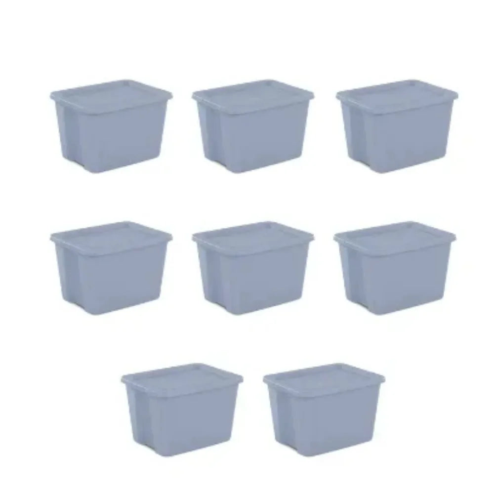 Set Of 8, 18 Gallon Plastic, Storage Organizer Bins