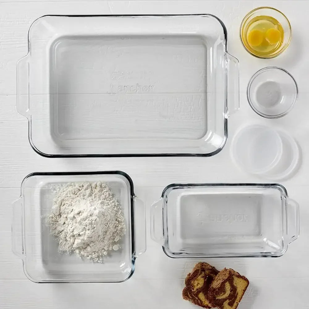 Glass Bakeware Set 7-Piece Rectangular Baking Pans