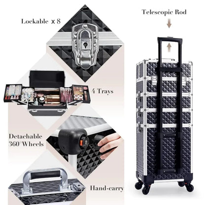 Large Storage Cosmetic Trolley + Key Swivel Wheels