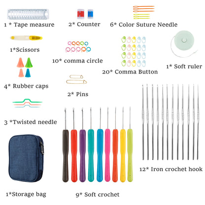 72/144Pcs Crochet Hooks Set, Soft Grip + Case