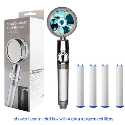 High Pressure Handheld Propeller Driven Shower Head