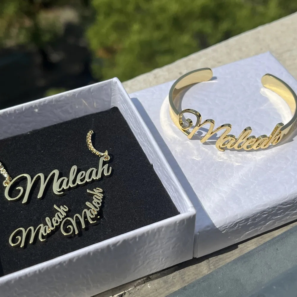 Custom Name Jewelry Set Personalized Script